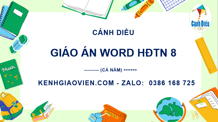 Giáo án hoạt động trải nghiệm 8 cánh diều đủ cả năm