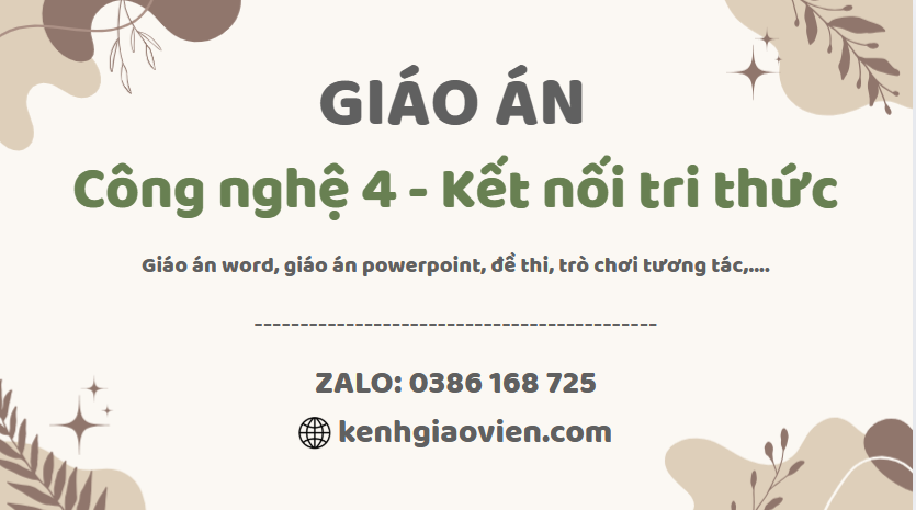 Link tải giáo án công nghệ 4 kết nối tri thức 2025