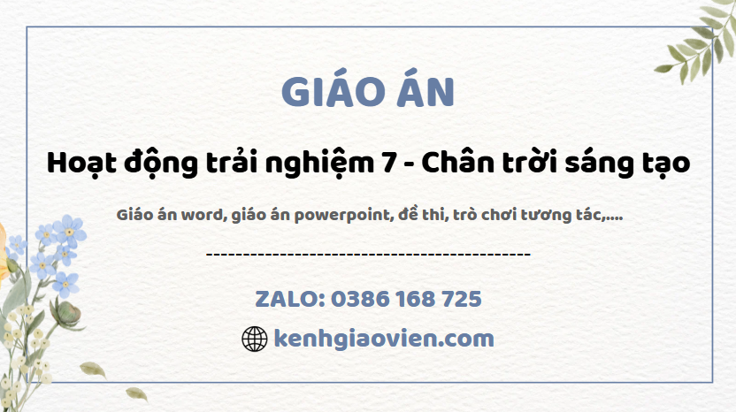 Link tải giáo án hoạt động trải nghiệm 7 bản 2 chân trời sáng tạo 2025