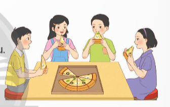 A group of people eating pizza

Description automatically generated