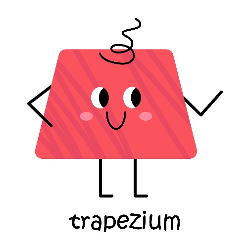 Vector red trapezium character. Cute geometric figure with face, blush.  Cute funny smiling shape character for kids and children. Trapezoid poster  for school and kindergarten. Kawaii baby trapezium. 28086713 Vector Art at