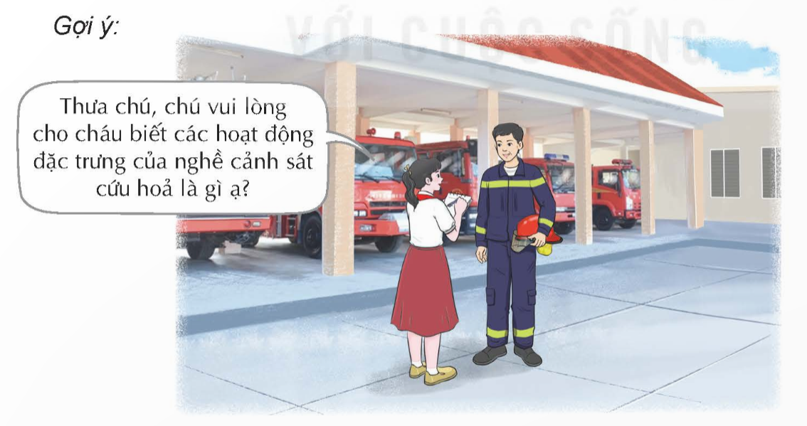 A cartoon of two people standing in front of a fire station

Description automatically generated