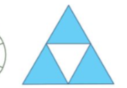 A blue triangle with a white triangle

Description automatically generated