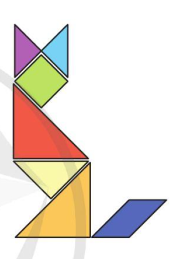 A cat made from tangram puzzle pieces

Description automatically generated