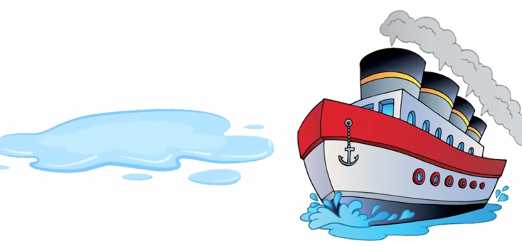 A cartoon ship with a red and white boat

Description automatically generated