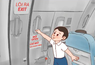 A cartoon of a child pointing at a door

Description automatically generated