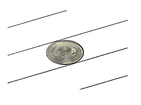 A coin on a sheet of paper

Description automatically generated