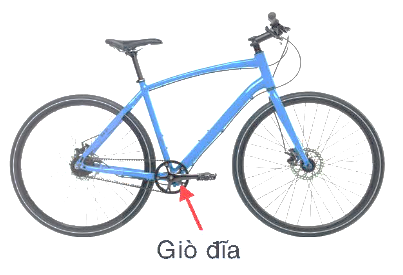 A blue bicycle with a red arrow pointing to the rear wheel

Description automatically generated