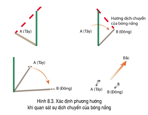 PHIẾU HỌC TẬP 1BÀI 9: XÁC ĐỊNH PHƯƠNG HƯỚNG NGOÀI THỰC ĐỊA XÁC ĐỊNH PHƯƠNG HƯỚNG BẰNG QUAN SÁT MẶT TRỜI MỌC VÀ MẶT TRỜI LẶN- Mặt Trời mọc ở hướng:......................................................................................  - Mặt Trời lặn ở hướng:........................................................................................  - Trình bày cách xác định phương hướng bằng quan sát Mặt Trời mọc và Mặt Trời lặn:    ............................................................................................................................           ............................................................................................................................           - Quan sát hình sau và thực hiện yêu cầu:- Trên hình, tay phải đang hướng về phía Mặt Trời mọc, hãy mô tả cách xác định các hướng bằng cách quan sát Mặt Trời mọc:                                                                                    PHIẾU HỌC TẬP 2XÁC ĐỊNH PHƯƠNG HƯỚNG BẰNG QUAN SÁT SỰ DỊCH CHUYỂN CỦA BÓNG NẮNG- Ta có thể xác định phương hướng bằng cách quan sát bóng nắng khi: ........................... ............................................................................................................................ - Dựa vào hình trên, trình bày cách xác định phương hướng bằng cách quan sát sự dịch chuyển của bóng nắng: .............................................................................................................. ............................................................................................................................ ......... ..................................................................................................................................... ............................................................................................................................ PHIẾU HỌC TẬP 3