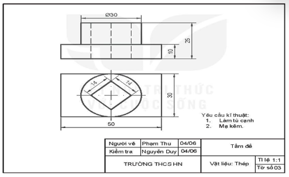 PHIẾU HỌC TẬP 1BÀI 3: BẢN VẼ CHI TIẾT1. Thế nào là bản vẽ chi tiết? Bản vẽ chi tiết bao gồm những nội dung gì?    ............................................................................................................................................................................................................................................................................ ...................................................................................................................................... ..................................................................................................................................................................................................................................................................................................................................................................................................................2. Hãy kể tên các thành phần chính của bản vẽ chi tiết?...................................................................................................................................... ...................................................................................................................................... ...................................................................................................................................... ......................................................................................................................................3. Giải thích ngắn gọn ý nghĩa của các thành phần sau trong bảng vẽ chi tiếtThành phần Ý nghĩa1. Khung tên..................................................................................................................................................................................2. Hình biểu diễn..................................................................................................................................................................................3. Kích thước..................................................................................................................................................................................4. Yêu cầu kĩ thuật..................................................................................................................................................................................PHIẾU HỌC TẬP 2