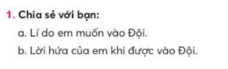 BÀI 2 : ĐƠN XIN VÀO ĐỘI (TIẾT 5 - 7)TIẾT 5KHỞI ĐỘNG- GV yêu cầu HS hoạt động nhóm đôi- GV nêu yêu cầu: tìm từ ngữ gọi tên các sự vật dưới đâyB. HOẠT ĐỘNG HÌNH THÀNH KIẾN THỨC1. Luyện đọc thành tiếng - GV đọc mẫu cho HS nghe 1 lượt bài “Đơn xin vào Đội”:+ Giọng đọc rõ ràng, chậm rãi.+ Nội dung về lời hứa của bạn Tuấn Huy đọc giọng vui tươi, dứt khoát - GV hướng dẫn HS:+ Cách đọc một số từ khó: Rèn luyện, trò giỏi,,...+ Cách ngắt nghỉ một số câu dài 2. Luyện đọc hiểu- GV yêu cầu HS thảo luận theo nhóm đôi và trả lời câu hỏi:+ Câu 1: Đơn này là của ai gửi cho ai?+ Câu 2: Vì sao bạn Huy làm đơn xin vào Đội?+ Câu 3: Nêu nhận xét về cách trình bày đơn:a.       Phần đầu đơn ( từ đầu đến Ban Chỉ huy Liên đội) viết những gi?b.       Ba dòng cuối đơn viết những gì?+ Câu 4: Bạn Ngô Tuấn Huy đã hứa những gì nếu được vào Đội?+ Câu 5: Để trở thành Đội viên em cần phải làm gì?Sản phẩm dự kiến:+ Câu 1. Đơn này là của: Bạn: Ngô Tuấn Huy gửi cho Tổng phụ trách đội Trường Tiểu học Hợp Giang; Ban chỉ huy liên đội+ Câu 2. Bạn Huy làm đơn xin vào Đội vì: Huy nhận thấy Đội là một tổ chức tốt nhất giúp huy học tập, rèn luyện, trở thành người có ích cho đất nước+ Câu 3. Nhận xét về cách trình bày đơn:a. Phần đầu đơn (từ đầu đến Ban Chỉ huy Liên đội) viết:Tên đội (Đội Thiếu Niên Tiền Phong Hồ Chí Minh)Ngày, tháng, nămTên tờ đơn (Đơn xin vào đội)Gửi ai?b. Ba dòng cuối đơn viết:Người làm đơn TênChữ kí người làm đơn+ Câu 4. Bạn Ngô Tuấn Huy đã hứa : Làm tốt 5 điều Bác Hồ dạyThực hiện tốt điều lệ độiPhấn đấu trở thành trò giỏi, con ngoan, đội viên gương mẫu+ Câu 5. Để trở thành đội viên, các em cần phải:Làm tốt 5 điều Bác Hồ dạyChăm ngoan học giỏiĐạt được nhiều thành tích trong học tậpBiết giúp đỡ mọi người xung quanhRèn luyện đạo đức tốt 3. Luyện đọc lạiC. HOẠT ĐỘNG LUYỆN TẬPCâu 1: Lá đơn trên do ai viết?A. Cô giáoB. Học sinhC. Phụ huynhD. Ban chỉ huy liên độiCâu 2: Ban học sinh viết đơn kính gửi ai?A. Tổng phụ trách Đội trường Tiểu học Hợp Giang B. Ban chỉ huy liên độiC.Đội thiếu niên tiền phong Hồ Chí MinhD. Đáp án A và B đúngCâu 3: Bạn học sinh viết đơn để làm gì ?A. Xin vào ĐộiB. Xin thực hiện năm điều Bác Hồ dạyC. Xin giữ gìn danh dự của ĐộiD. Xin ra khỏi ĐộiCâu 4: Từ  Điều lệ