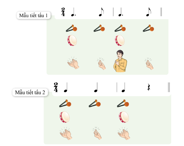 Hoạt động 1. Hát – Bài hát Mùa hạ và những chùm hoa nắngGV đặt câu hỏi hướng dẫn HS tìm hiểu:Em hãy nêu hiểu biết của em về tác giả.Nội dung của bài hát Bay cao tiếng hát ước mơ là gì?Em hãy nêu cấu trúc của bài hát.Bài hát được viết ở nhịp nào? Giọng nào? Bản nhạc có các kí hiệu âm nhạc nào?Sản phẩm dự kiến:* Tác giả:- Nhạc sĩ Nguyễn Thanh Tùng trước đây là Giám đốc Trung tâm Văn hóa quận Cầu Giấy, Hà Nội.- Ông đã sáng tác một số ca khúc cho thiếu nhi: Mùa hạ và những chùm hoa nắng, Mùa xuân em tới trường, Chiều thu tình bạn,...* Bài hát Mùa hạ và những chùm hoa nắng:- Nội dung bài hát: Bài hát Mùa hạ và những chùm hoa nắng thể hiện những mộng mơ trong sáng, những tình cảm thiết tha, gắn bó với bạn bè và thầy cô, những cảm xúc bùi ngùi, bâng khuâng khi phải tạm xa mái trường trong dịp nghỉ hè của tuổi học trò.- Cấu trúc bài hát: Bài hát có hình thức 2 đoạn:+ Đoạn 1: 22 nhịp, được hát 2 lần (từ đầu đến hoa nắng vàng).+ Đoạn 2: 18 nhịp- Nhịp của bài hát: nhịp 2/4- Giọng: Son trưởng- Bản nhạc có các ký hiệu là: dấu lặng đơn, dấu nối, dấu lặng đen, dấu luyến.Hoạt động 2. Nhạc cụ