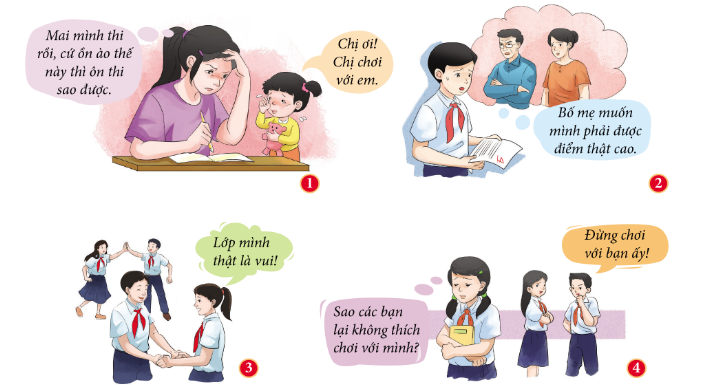 PHIẾU HỌC TẬP 1BÀI 6: ỨNG PHÓ VỚI TÂM LÝ CĂNG THẲNGQuan sát tranh và trả lời câu hỏi:a) Theo em, tình huống nào trong các hình ảnh trên là tình huống gây căng thẳng? Hãy chỉ ra những biểu hiện của căng thẳng trong từng tình huống.b) Em hãy kể thêm những tình huống gây căng thẳng mà em biết, mô tả biểu hiện căng thẳng trong những tình huống vừa kể và phân loại, sắp xếp những biểu hiện đó theo các nhóm: Thể chất, Tinh thần, Hành vi, Cảm xúc....................................................................................................................................................................................................................................................................................................................................................................................................................................................................................................................................................…Quan sát tranh và trả lời câu hỏi:T đặt mục tiêu giành cúp vô địch trong giải thi đấu bóng rổ, do không cẩn thận nên T bị chấn thương khi luyện tập. Phải nghỉ học, nghỉ thi đấu khiến cho T trở nên cáu kinh, bực bội. Cậu trách móc, đổ lỗi cho các bạn, quát mắng em vô cớ. Một lần, trong lúc tức giận, cậu ném quả bóng rổ không may trúng bóng đèn, nghe tiếng thuỷ tinh rơi loảng xoảng Toà khóc: “Sao mình đen đủi như vậy”.a) Theo em, nguyên nhân nào gây ra căng thẳng của bạn T?b) Em hãy cho biết, sự căng thẳng của T đã ảnh hưởng như thế nào tới bản thân và những người xung quanh?..............................................................................................................................................................................................................................................................................................................................................................................................................................................................................................................................................................................................................................................................................................Em hãy kể thêm một số nguyên nhân khác gây ra sự căng thẳng?....................................................................................................................................................................................................................................................................................................................................................................................................................................................................................................................................................…Quan sát tranh và cho biết các bạn học sinh trong các hình ảnh trên đã làm gì để ứng phó với căng thẳng? Nêu thêm một số cách ứng phó khác? ....................................................................................................................................................................................................................................................................................................................................................................................................................................................................................................................................................…PHIẾU HỌC TẬP 2