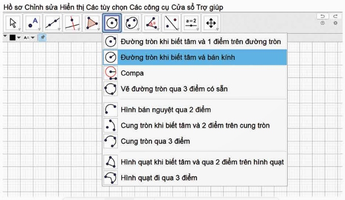 HOẠT ĐỘNG 2: VẼ ĐƯỜNG TRÒN BẰNG PHẦN MỀM GEOGEBRA 