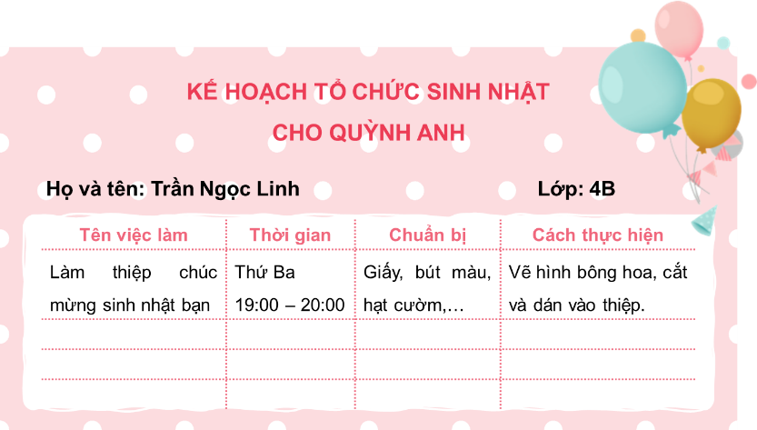 KHỞI ĐỘNGGV cho HS nghe bài hát Thầy cô cho em mùa xuânHOẠT ĐỘNG HÌNH THÀNH KIẾN THỨC1. Thể hiện những lời nói, việc làm duy trì và phát triển quan hệ tốt đẹp với thầy, cô giáoEm hãy trao đổi với các bạn trong nhóm, phân vai và xử lí tình huống sau:+ Nhóm 1: Sắm vai và xử lí tình huống 1: Hôm nay, cô giáo chủ nhiệm lớp An bị ốm. Thầy Hùng thông báo rằng thầy sẽ dạy thay đến khi cô khỏi bệnh.Nếu là An, em sẽ làm gì để thể hiện tình cảm với cô giáo chủ nhiệm?+ Nhóm 2: Sắm vai và xử lí tình huống 2: Trước giờ vào lớp, Lan thấy cô giáo dạy môn Giáo dục Thể chất chở một túi đựng bóng tới. Cô đang tháo túi ra khỏi xe thì túi bị rách làm bóng lăn ra khắp sân.Nếu là Lan, em sẽ làm gì?2. Lập kế hoạch thực hiện những việc làm duy trì và phát triển quan hệ tốt đẹp với bạn bèEm hãy suy nghĩ về một người bạn mà em yêu quý và lập kế hoạch thực hiện lời nói, việc làm để truy trì và phát triển mối quan hệ với người bạn đó.b) Sản phẩm dự kiến:HOẠT ĐỘNG LUYỆN TẬP