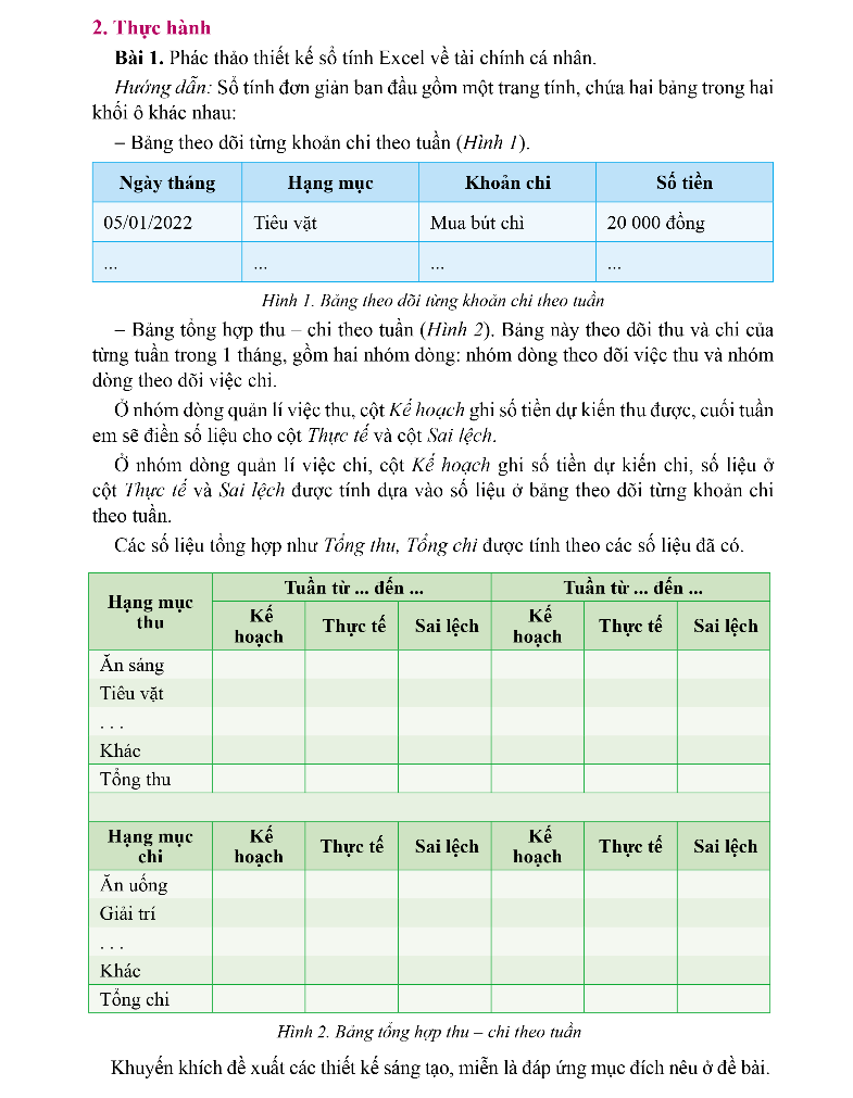 BÀI 6: THỰC HÀNH LẬP SỔ THEO DÕI THU CHI CÁ NHÂN