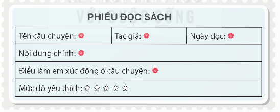 Hoạt động 2: Viết phiếu đọc sách