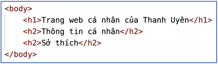 BÀI 3: THỰC HÀNH ĐỊNH DẠNG VĂN BẢN VÀ TẠO SIÊU LIÊN KẾTA. KHỞI ĐỘNGHS ôn tập lại một số phần tử HTML dùng để làm nổi bật nội dung văn bản.B. HOẠT ĐỘNG HÌNH THÀNH KIẾN THỨCHoạt động 1: Tạo tiêu đề mục cho trang web giới thiệu về bản thânNhiệm vụ 1. Tạo tiêu đề mục cho trang web giới thiệu về bản thânGV yêu cầu HS đọc kĩ yêu cầu của Nhiệm vụ 1 SGK tr.46 và thực hành cá nhân theo hướng dẫn.Dự kiến sản phẩm:- Bước 1: HS tạo tệp “Bai3-NV1.html”.- Bước 2: HS thực hiện tạo cấu trúc và khai báo phần tử head. - Bước 3: HS thực hiện soạn nội dung phần tử body.- Bước 4: HS ghi lưu, mở tệp bằng trình duyệt web và xem kết quả…Hoạt động 2: Làm nổi bật nội dung cho trang web giới thiệu về bản thânGV hướng dẫn HS thực hiện theo Nhiệm vụ 2 SGK tr.47 để làm nổi bật nội dung cho trang web giới thiệu về bản thân.Dự kiến sản phẩm:- Bước 1: HS đổi tên tệp “Bai3-NV1.html” thành “Bai3-NV2.html”.- Bước 2: HS thực hiện cập nhật nội dung phần tử body.- Bước 3: HS thực hiện làm nổi bật nội dung trang web.- Bước 4: HS ghi lưu, mở tệp bằng trình duyệt web và xem kết quả.Hoạt động 3: Tạo siêu liên kếtGV hướng dẫn HS thực hiện theo Nhiệm vụ 3 SGK tr.48 để tạo liên kết web đến một website khác.Dự kiến sản phẩm:- Bước 1: HS đổi tên tệp “Bai3-NV2.html” thành “Bai3-NV3.html”.- Bước 2: HS tạo được siêu liên kết tại dòng thông tin Quê quán.Lưu ý: Các tỉnh, thành phố đều có trang web cổng thông tin điện tử với tên dạng <tentinh>.gov.vn.Ví dụ: + thanhphohaiphong.gov.vn+ hochiminhcity.gov.νn…- Bước 3: HS ghi lưu, mở tệp bằng trình duyệt web và xem kết quả.C. HOẠT ĐỘNG LUYỆN TẬPCâu 1. Phần nội dung được hiển thị trong thanh tiêu đề của cửa sổ trình duyệt web được đặt trong cặp thẻ HTML nào?A. <head></head>.B. <html></html>.C. <title></title>.D. <body></body>.Câu 2. Phần tử HTML nào sau đây không sử dụng thẻ đóng để kết thúc khai báo?A. <input>.B. <h1>.C. <a>.D. <image>.Câu 3. Phần tử HTML nào sau đây được dùng để tô màu vàng cho nền của nội dung?A. bgcolor.B. strong.C. em.D. mark.Câu 4. Thẻ HTML nào sau đây được dùng để định dạng in nghiêng cho văn bản?A. <b>.B. <i>.C. <p>.D. <a>.Câu 5. Phát biểu nào sau đây đúng?A. HTML5 hỗ trợ thẻ <font> để định dạng phông chữ.B. HTML hỗ trợ khai báo sáu tiêu đề mục được phân cấp theo cỡ chữ, trong đó phần tử h1 có cỡ chữ nhỏ nhất và cỡ chữ sẽ tăng dần theo các cấp từ h2 đến h6.C. Nội dung đặt trong cặp thẻ <!-- --> là phần chú thích và sẽ được hiển thị trên trình duyệt web.D. HTML định nghĩa phần tử a để tạo các siêu liên kết.Dự kiến sản phẩm:Câu hỏi12345Đáp ánCADBDD. HOẠT ĐỘNG VẬN DỤNG