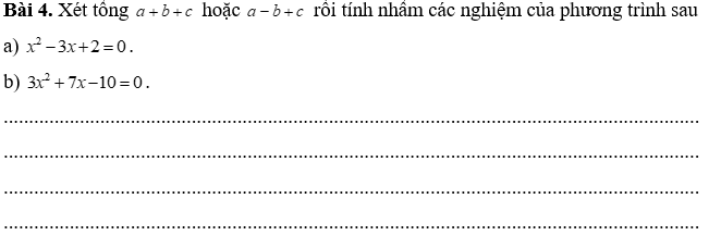 PHIẾU HỌC TẬP 1                                         BÀI 3. ĐỊNH LÍ VIÈTEPHIẾU HỌC TẬP 2