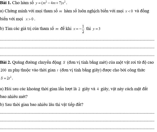 PHIẾU HỌC TẬP 1                                     BÀI TẬP CUỐI CHƯƠNG 7PHIẾU HỌC TẬP 2