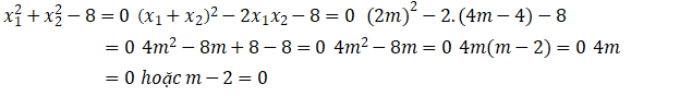 1. NHẬN BIẾT (4 CÂU)Câu 1: Em hãy nêu định lí Viète. Trả lờiNếu x1, x2 là hai nghiệm của phương trình ax2 + bx + c = 0 (a khác 0) thì:  Câu 2: Biết phương trình 2x2 + 9x + 6 = 0 có hai nghiệm là x1, x2. Không giải phương trình, hãy tính tổng x1 + x2 và tích x1x2.Trả lời: Phương trình 2x2 + 9x + 6 = 0 có > 0 nên phương trình có hai nghiệm phân biệt x1, x2 Khi đó theo hệ thức Viète ta có: x1 + x2 = - 9/2;  x1.x2 = 3 Vậy x1 + x2 = - 9/2; x1. x2  = 3 Câu 3: Dựa vào bài đã học, em hãy nêu áp dụng định lí viète để tính nhẩm nghiệm.Trả lời: Câu 4: Em hãy nêu cách tìm hai số khi biết tổng và tích của chúng. Trả lời:2. THÔNG HIỂU (4 CÂU)Câu 1: Giả sử x1, x2 là hai nghiệm của phương trình x2 – 5x + 3 = 0. Không giải phương trình, hãy tính giá trị biểu thức sau: a) A = b) B = c) C = |Trả lời:Ta có:  => phương trình đã cho có hai nghiệm phân biệt x1, x2Áp dụng hệ thức Viète, ta có: x1 + x2 = 5; x1.x2 = 3a) A =  = (x1 + x2)2 – 2x1x2 = 52 – 2.3 = 19b) B =  = (x1 + x2)3 – 3x1x2(x1 + x2) = 80c) C = |=> C2 = (x1 -x2)2 =  – 2x1x2 = (x1 + x2)2 – 4x1x2=> C = | =  =  Câu 2: Cho phương trình 2x2 – 4x – 3 = 0 có hai nghiệm là x1; x2. Không giải phương trình, hãy tính giá trị của biểu thức: A = (x1 – x2)2Trả lời:Theo hệ thức Viète, ta có: x1 + x2 = 2; x1.x2 = Ta có: A = (x1 – x2)2 A = (x1 + x2)2 – 4x1x2 A = 22 – 4(A = 10 Vậy A = 10Câu 3: Cho phương trình x2 + 5x – 4 = 0. Gọi x1, x2 là hai nghiệm của phương trình. Không giải phương trình, hãy tính giá trị biểu thứ Q = x12 + x22 + 6x1x2Trả lời: Câu 4: Cho phương trình  có hai nghiệm , giá trị của biểu thức  bằng bao nhiêu?Trả lời: 3. VẬN DỤNG (2 CÂU)Câu 1: Giả sử  là hai nghiệm của phương trình: . Không giải phương trình hãy tính giá trị của các biểu thức saua) b) c) d) Trả lời: a) Ta có  phương trình luôn có hai nghiệm  phân biệtTheo định lý Viète, ta có: b) c) d)  Câu 2: Gọi x1, x2 là hai nghiệm của phương trình x2 – x – 1 = 0. Lập phương tình bậc hai có hai nghiệm là :a) x1+1, x2+1b) x12 + x2, x22 + x1c) Trả lời:4. VẬN DỤNG CAO (2 CÂU)