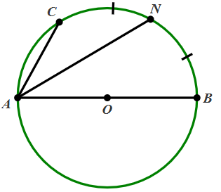 1. NHẬN BIẾT (4 CÂU)Câu 1: Em hãy cho biết khái niệm về góc nội tiếp và cung bị chắn.Trả lờiĐịnh nghĩa Góc nội tiếp của đường tròn là góc có đỉnh nằm trên đường tròn và hai cạnh chứa hai dây cung của đường tròn đó. Cung nằm bên trong góc được gọi là cung bị chắn. Câu 2: Em hãy nêu định lí cho biết mối liên hệ giữa góc nội tiếp với cung bị chắn.Trả lờiĐịnh lí Trong một đường tròn, số đo của góc nội tiếp bằng nửa số đo của cung bị chắn. Câu 3: Góc nội tiếp của một đường trong hoặc hai đường tròn bằng nhau có đặc điểm gì? Trả lời: Câu 4: Hình nào dưới đây biểu diễn góc nội tiếp? Em hãy giải thích.Trả lời: 2. THÔNG HIỂU (4 CÂU)Câu 1: Cho nửa đường tròn (O) đường kính AB và dây AC. N là điểm chính giữa cung CB. Chứng minh rằng  = Trả lời:Ta có  ( góc nội tiếp chắn nửa đường tròn)  (góc nội tiếp chắn nửa đường tròn) Lại có .  Câu 2: Cho đường tròn (O) đường kính AB và một cung AM có số đo nhỏ hơn 90°. Vẽ các dây MC  AB, MD//AB. Chứng minh rằng = .Trả lời:Ta có AB  MC =>  (đường kính vuông góc với một dây). Ta lại có: MD//AB ⇒  (hai cung chắn giữa hai dây song song). ⇒  =>  =  (góc nội tiếp chắn hai cung bằng nhau). Câu 3: Cho tam giác ABC nhọn nội tiếp đường tròn (O) có đường cao AH. Chứng minh rằng  = Trả lời: Câu 4: Cho tam giác ABC nhọn nội tiếp đường tròn (O) đường kính BD. Biết  = 45 . Tính số đo của  góc .Trả lời:  3. VẬN DỤNG (2 CÂU)Câu 1: Cho tam giác ABC nhọn có  = 60 . Vẽ đường tròn đường kính BC tâm O cắt AB, AC lần lượt tại D và tính số đo góc . Trả lời:Ta có  ( góc nội tiếp chắn nửa đường tròn). vuông tại D suy raMà ta lại có  cân tại Suy ra  đều  Câu 2: Cho ∆ABC nhọn nội tiếp (O). Trên nửa mặt phẳng bờ BC không chứa A vẽ tia Bx sao cho  =  . Tính số đo góc Trả lời:4. VẬN DỤNG CAO (1 CÂU)