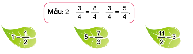 PHIẾU HỌC TẬP 1BÀI 72: TRỪ HAI PHÂN SỐ KHÁC MẪU1. Tính rồi rút gọn các phân số sau?a,  -                    b,  -                    c,   -  1                d,  - ......................................................................................................................................................................................................................................................................................................................................................................................................................….2. Tính theo mẫu?......................................................................................................................................................................................................................................................................................................................................................................................................................…..........................................................................................................................................3. Trong một ngày thời gian để học và ngủ của Dũng là  ngày, trong đó thời gian học của Dũng là   ngày. Hỏi thời gian ngủ của bạn Dũng là bao nhiêu phần trong một ngày?...........................................................................................................................................................................................................................................................................................................................................................................................................................PHIẾU HỌC TẬP 2