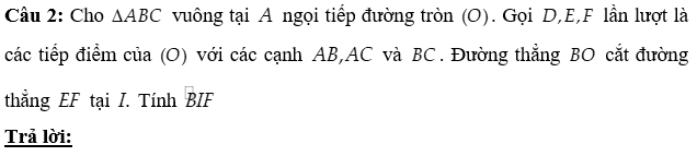 CHƯƠNG 9: TỨ GIÁC NỘI TIẾP. ĐA GIÁC ĐỀU BÀI 1: ĐƯỜNG TRÒN NGOẠI TIẾP TAM GIÁC. ĐƯỜNG TRÒN NỘI TIẾP TAM GIÁC