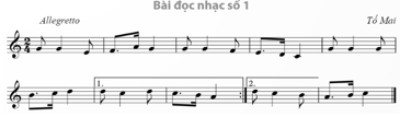 BÀI 2: - ĐỌC NHẠC: BÀI ĐỌC NHẠC SỐ 1-  NHẠC CỤ THỂ HIỆN GIAI ĐIỆU: BÀI THỰC HÀNH SỐ 1 (SÁO RECORDER HOẶC KÈN PHÍM)