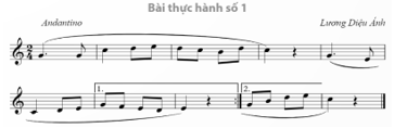 BÀI 2: - ĐỌC NHẠC: BÀI ĐỌC NHẠC SỐ 1-  NHẠC CỤ THỂ HIỆN GIAI ĐIỆU: BÀI THỰC HÀNH SỐ 1 (SÁO RECORDER HOẶC KÈN PHÍM)