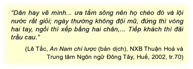 PHẦN 1: SOẠN GIÁO ÁN WORD LỊCH SỬ 6 KẾT NỐI TRI THỨCNgày soạn:…/…/…Ngày dạy:…/…/…BÀI 17: CUỘC ĐẤU TRANH BẢO TỒN VÀ PHÁT TRIỂN VĂN HÓA DÂN TỘC CỦA NGƯỜI VIỆT I. MỤC TIÊU1. Mức độ, yêu cầu cần đạtTrình bày được những biểu hiện trong việc giữ gìn văn hoá của người Việt trong thời kì Bắc thuộc.Nhận biết được sự phát triển của văn hoá dân tộc trên cơ sở tiếp thu có chọn lọc văn hoá Trung Hoa trong thời kì Bắc thuộc.2. Năng lựcNăng lực chung: Tự học, giải quyết vấn đề, tư duy, tự quản lý, trao đổi nhóm.Năng lực riêng : Khai thác và phân tích được thông tin của một số tư liệu lịch sử trong bài học dưới sự hướng dẫn của GV.Tìm kiếm, sưu tầm được tư liệu để phục vụ cho bài học và thực hiện các hoạt động thực hành, vận dụng.3. Phẩm chấtBồi dưỡng lòng tự hào dân tộc về sức mạnh cội nguồn của nền văn hoá Việt chính là nền tảng để dân tộc Việt Nam trường tồn, phát triển dù đứng trước bất kì khó khăn, thử thách nào.II. THIẾT BỊ DẠY HỌC VÀ HỌC LIỆU1. Đối với giáo viênHình minh họa về cuộc đấu tranh giữu gìn và phát triển văn hóa dân tộc.                       Máy tính, máy chiếu (nếu có).2. Đối với học sinhSGK.Tranh ảnh, tư liệu sưu tầm liên quan đến bài học (nếu có) và dụng cụ học tập theo yêu cầu của GV.III. TIẾN TRÌNH DẠY HỌCA. HOẠT ĐỘNG KHỞI ĐỘNGa. Mục tiêu: Tạo tâm thế hứng thú cho học sinh và từng bước làm quen bài học.b. Nội dung: GV trình bày vấn đề, HS trả lời câu hỏi.c. Sản phẩm học tập: HS lắng nghe và tiếp thu kiến thức.d. Tổ chức thực hiện: - GV yêu cầu HS đọc phần mở đầu sgk trang 78 và trả lời câu hỏi: Sau khi chiếm được Âu Lạc, các triều đại phong kiến phương Bắc đã thực hiện nhiều biện pháp nhằm thủ tiêu văn hoá của người Việt. Trong cuộc đấu tranh sinh tồn, em có biết, người Việt đã làm gì để bảo vệ những giá trị văn hoá truyền thống của mình. Điều gì đã tạo nên sự kì diệu đó?- HS tiếp nhận nhiệm vụ, trả lời câu hỏi:Trong cuộc đấu tranh sinh tồn, người Việt đã tiếp thu có chọn lọc những yếu tố văn hóa để phát triển văn hoá truyền thống của dân tộc mình. - GV đặt vấn đề: Trong cuộc đấu tranh sinh tồn, chống lại nhiều biện pháp thủ tiêu văn hóa người Việt của các triều đại phong kiến phương Bắc, dân tộc ta đã bảo vệ và giữ gìn được những giá trị văn hóa truyền thống của mình. Tiêu biểu như tục xăm mình có thời dựng nước. Người Việt cổ sống nhiều trong môi trường sông nước nên tin rằng nếu xăm mình sẽ không bị thủy quái làm hại. Tục này tồn tại đến đời vua Trần Anh Tông mới bỏ. Sức sống mãnh liệt của nền văn hóa bản địa đó có được là do dân tộc ta đã biết tiếp thu có chọn lọc từ các những yếu tố văn hóa Trung Hoa để phát triển văn hóa dân tộc. Để tìm hiểu kĩ hơn về vấn đề này, chúng ta cùng đi vào bài học này hôm nay – Bài 17: Cuộc đấu tranh bảo tồn và phát triển văn hóa dân tộc của người Việt. B. HOẠT ĐỘNG HÌNH THÀNH KIẾN THỨCHoạt động 1: Sức sống của nền văn hóa bản địaa. Mục tiêu: Thông qua hoạt động, HS chỉ ra được những phong tục tập quán của người Việt; liên hệ và nhận biết được những nét văn hóa của người Việt cổ vẫn được duy trì trong thời Bắc thuộc. b. Nội dung: Đọc thông tin sgk, nghe giáo viên hướng dẫn, học sinh thảo luận, trao đổi.c. Sản phẩm học tập: Câu trả lời của HS.d. Tổ chức thực hiện: HOẠT ĐỘNG CỦA GV - HSDỰ KIẾN SẢN PHẨMBước 1: GV chuyển giao nhiệm vụ học tập - GV yêu cầu HS quan sát Hình 1 - Sự tích trầu cau, lí giải tục ăn trầu của người Việt (tranh minh họa) sgk trang 78. GV lí giải cho HS ăn trầu là tục tương truyền có từ thời Hùng Vương. Trải qua hàng nghìn năm Bắc thuộc, đến nay phong tục này vẫn được duy trì và bảo tồn. Trong văn hoá giao tiếp truyền thống của người Việt, miếng trầu như một thông điệp về lòng hiếu khách, một “triết lí siêu ngôn ngữ” để diễn tả tình cảm của con người dành cho nhau. Miếng trầu vì vậy đã đi vào tâm thức người dân Việt với ý nghĩa rất quan trọng như “miếng trâu là đầu câu chuyện” hay đi vào ca dao, thơ ca với nhiều tác phẩm nổi tiếng, như bài thơ Mời trầu của nữ thi sĩ Hồ Xuân Hương:“Quả cau nho nhỏ miếng trầu hôiNày của Xuân Hương mới quệt rồiCó phải duyên nhau thì thắm lạiĐừng xanh như lá, bạc như vôï”.- GV yêu cầu HS đọc nội dung thông tin mục 1 Sức sống của nền văn hóa bản địa sgk trang 78 và trả lời cầu hỏi trong sgk:+ Hãy chỉ ra những phong tục của người Việt được nhắc đến trong tư liệu trên.+ Hãy cho biết một số nét văn hoá của người Việt cổ vẫn được duy trì trong thời Bắc thuộc.    - Sau khi HS trả lời câu hỏi, GV bổ sung thêm một số nét văn hóa của người Việt cổ vẫn được duy trì trong thời Bắc thuộc (ngoài thông tin sgk nêu) như: con trai cởi trần đóng khố, nữ mặc váy - yếm. Mặc váy và yếm là một nét riêng trong trang phục truyền thống của người phụ nữ Việt.Các chính quyền đô hộ phương Bắc dùng mọi cách bắt người Việt phải theo cách ăn mặc như người Hán nhưng không thành. Người Việt rất tự hào với cái váy mang đậm yếu tố văn hoá bản địa của mình trong so sánh với văn hoá Trung Quốc:    “Cái trống mà thủng hai đầuBên ta thời có, bên Tàu thì không” Bước 2: HS thực hiện nhiệm vụ học tậpHS đọc sgk và thực hiện yêu cầu. GV theo dõi, hỗ trợ HS nếu cần thiết. Bước 3: Báo cáo kết quả hoạt động và thảo luận- GV gọi HS đại diện đứng dậy trả lời.- GV gọi đại diện HS khác đứng dậy bổ sung, nhận xét.Bước 4: Đánh giá kết quả, thực hiện nhiệm vụ học tậpGV đánh giá, nhận xét, chuẩn kiến thức, chuyển sang nội dung mới.1. Sức sống của nền văn hóa bản địa                     - Những phong tục của người Việt được nhắc đến trong tư liệu bài học: vẽ mình (xăm mình), đứng thì vòng hai tay, ngồi thì xếp bằng hai chân, tiếp khách thì đãi trầu cau. - Một số nét văn hoá của người Việt cổ vẫn được duy trì trong thời Bắc thuộc: Tiếng Việt - tiếng mẹ đẻ; truyền thống thờ cúng tổ tiên, thờ các anh hùng dân tộc, tôn trọng phụ nữ; các phong tục tập quán vốn có như cạo tóc, búi tóc, xăm mình, nhuộm răng, ăn trầu, làm bánh chưng - bánh giầy.Hoạt động 2: Tiếp thu có chọn lọc văn hóa Trung Hoaa. Mục tiêu: Thông qua hoạt động, HS trình bày được một số kĩ thuật, phát minh của người Trung Quốc; những tiếp thu có chọn lọc từ người Trung Quốc. b. Nội dung: Đọc thông tin sgk, nghe giáo viên hướng dẫn, học sinh thảo luận, trao đổi.c. Sản phẩm học tập: Câu trả lời của HS.d. Tổ chức thực hiện: ------------------- Còn tiếp -------------------PHẦN 2: BÀI GIẢNG POWERPOINT LỊCH SỬ 6 KẾT NỐI TRI THỨCCHÀO MỪNG CÁC EM ĐẾN VỚI BÀI HỌC NGÀY HÔM NAY!KHỞI ĐỘNGSau khi chiếm được Âu Lạc, các triều đại phong kiến phương Bắc đã thực hiện nhiều biện pháp nhằm thủ tiêu văn hoá của người Việt. Trong cuộc đấu tranh sinh tồn, em có biết, người Việt đã làm gì để bảo vệ những giá trị văn hoá truyền thống của mình. Điều gì đã tạo nên sự kì diệu đó?BÀI 17: CUỘC ĐẤU TRANH BẢO TỒN VÀ PHÁT TRIỂN VĂN HÓA DÂN TỘC CỦA NGƯỜI VIỆTNỘI DUNG BÀI HỌCSức sống của nền văn hóa bản địaTiếp thu có chọn lọc văn hóa Trung Quốc 1 SỨC SỐNG CỦA NỀN VĂN HÓA BẢN ĐỊAQuan sát đoạn tư liệuChỉ ra những phong tục tập quán của người Việt được nhắc đến trong đoạn tư liệu Một số phong tục tập quán của người ViệtTiếng Việt được truyền dậy cho con cháuTín ngưỡng truyền thống được duy trìLưu truyền các phong tục tập quán: Búi tóc, xăm mình, nhuộm răng đen, ăn trầu, làm bánh chưng, bánh giàyTục xăm mình cũng có từ thời dựng nước. Người Việt cổ sống nhiều trong môi trường sông nước nên tin rằng việc xăm mình sẽ không bị thuỷ quái làm hại. Tục này tồn tại đến đời vua Trần Anh Tông cuối thế kỉ XIII mới bỏ.Mặc váy và yếm là một nét riêng trong trang phục truyền thống của người phụ nữ Việt. Người Việt rất tự hào với cái váy mang đậm yếu tố văn hoá bản địa của mình trong so sánh với văn hoá Trung QuốcTín ngưỡng thờ cúng tổ tiênTục nhuộm răngTục búi tócLàm bánh chưngLàm bánh giàyNhà của người Việt thời Bắc thuộc…………..2 TIẾP THU CÓ CHỌN LỌC VĂN HÓA TRUNG HOA------------------- Còn tiếp -------------------PHẦN 3: TÀI LIỆU ĐƯỢC TẶNG KÈM