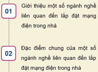 BÀI 5: TÍNH TOÁN CHI PHÍ MẠNG ĐIỆN TRONG NHÀ(12 CÂU)1. NHẬN BIẾT (3 CÂU)Câu 1: Mạng điện trong nhà bao gồm những thành phần nào?Trả lời:- Nguồn điện: Điện lưới hoặc hệ thống năng lượng tái tạo như năng lượng mặt trời.- Bảng điện (tủ điện): Chứa cầu dao, cầu chì và các thiết bị bảo vệ khác để quản lý và phân phối điện.- Dây dẫn điện: Dùng để truyền tải điện từ bảng điện đến các thiết bị tiêu thụ.- Ổ cắm điện: Điểm kết nối cho các thiết bị điện như máy tính, tivi, và các thiết bị gia dụng khác.- Công tắc: Dùng để bật/tắt các thiết bị chiếu sáng và các thiết bị điện khác.Thiết bị chiếu sáng:- Bao gồm đèn LED, đèn huỳnh quang, và các loại đèn khác.- Thiết bị bảo vệ: Các thiết bị như cầu chì, RCD (RCCB) để bảo vệ an toàn cho hệ thống.- Hệ thống nối đất: Đảm bảo an toàn cho người sử dụng và thiết bị điện trong trường hợp có sự cố. Câu 2: Nêu các loại dây dẫn thường sử dụng trong lắp đặt mạng điện?Trả lời:  Ưu điểmTiết diệnDây đồngCó độ dẫn điện cao, độ bền tốt, thường được sử dụng cho các mạch điện trong nhà.Thường sử dụng dây có tiết diện từ 1.5mm² đến 6mm² tùy theo công suất.Dây nhômNhẹ hơn dây đồng và có giá thành thấp hơn, nhưng độ dẫn điện kém hơn.Thường sử dụng dây có tiết diện lớn hơn (2.5mm² đến 10mm²) để bù đắp cho khả năng dẫn điện kém hơn.Dây cách điện PVCCó khả năng cách điện tốt, chống ẩm và chống cháy, thường được sử dụng để bọc dây dẫn. Dây bọc cao suDẻo, linh hoạt và có khả năng chịu được nhiệt độ cao, thường được sử dụng cho các thiết bị di động.  Câu 3: Chi phí lắp đặt mạng điện phụ thuộc vào những yếu tố nào?Trả lời: Diện tích và thiết kế ngôi nhà: Diện tích lớn hơn và thiết kế phức tạp sẽ yêu cầu nhiều dây dẫn và thiết bị hơn.Chất lượng vật liệu: Sử dụng vật liệu chất lượng cao (dây dẫn, thiết bị điện) sẽ làm tăng chi phí.Số lượng thiết bị: Số lượng ổ cắm, công tắc, và thiết bị chiếu sáng cần lắp đặt.Yêu cầu kỹ thuật: Nếu cần lắp đặt các thiết bị bảo vệ, hệ thống nối đất, hoặc thiết bị thông minh, chi phí sẽ tăng lên.Chi phí nhân công: Chi phí thuê thợ điện hoặc công ty lắp đặt cũng ảnh hưởng đến tổng chi phí.Chi phí thiết kế và giấy phép: Nếu cần thiết kế chuyên nghiệp hoặc giấy phép xây dựng, điều này cũng có thể làm tăng chi phí.Thời gian thi công: Thời gian thi công kéo dài có thể làm tăng chi phí do chi phí nhân công và vật liệu. 2. THÔNG HIỂU (5 CÂU)Câu 1: Giải thích tại sao việc tính toán chi phí mạng điện lại quan trọng trong quá trình lắp đặt?Trả lời: - Dự toán ngân sách: Giúp chủ đầu tư biết được tổng chi phí cần thiết để chuẩn bị tài chính hợp lý.- Quản lý tài chính: Giảm thiểu rủi ro phát sinh chi phí không mong muốn trong quá trình thi công.- Lập kế hoạch thi công: Giúp xác định thời gian và nguồn lực cần thiết cho dự án.- Tối ưu hóa lựa chọn: Cho phép so sánh giữa các phương án thiết kế và vật liệu để chọn giải pháp tiết kiệm nhất.- Đảm bảo chất lượng: Giúp cân nhắc giữa chi phí và chất lượng, đảm bảo hệ thống điện an toàn và hiệu quả. Câu 2: Mô tả quy trình tính toán chi phí cho một mạng điện trong nhà đơn giản?Trả lời: Bước 1: Liệt kê các thiết bị điện cần lắp đặt, số lượng ổ cắm, công tắc và thiết bị chiếu sáng.Bước 2: Tính toán vật liệu:+ Tính toán chiều dài dây dẫn cần thiết cho từng khu vực và loại dây sử        dụng (đồng hoặc nhôm).+ Tính toán số lượng ổ cắm, công tắc và thiết bị chiếu sáng.Bước 3: Tính toán chi phí vật liệu:+ Tìm hiểu giá cả của từng loại vật liệu và thiết bị trên thị trường.+ Nhân số lượng cần thiết với giá đơn vị để có tổng chi phí vật liệu.Bước 4: Tính toán chi phí nhân công:+ Đánh giá thời gian thi công và tính toán chi phí nhân công dựa trên mức     lương hoặc giá thầu.Bước 5: Tính toán chi phí phát sinh:+ Dự trù một khoản chi phí phát sinh (thường từ 10-15% tổng chi phí) để      đảm bảo có đủ ngân sách cho các tình huống không lường trước.Bước 6: Tổng hợp chi phí:+ Cộng tất cả các chi phí (vật liệu, nhân công, phát sinh) để có tổng chi phí   lắp đặt mạng điện. Câu 3: So sánh giữa chi phí lắp đặt mạng điện bằng dây đồng và dây nhôm?Trả lời:  Dây đồngDây nhômGiá thànhCao hơnThấp hơnĐộ dẫn điệnTốt hơn (dẫn điện tốt hơn)Kém hơn (cần tiết diện lớn hơn)Độ bềnBền hơn, ít bị oxi hóaDễ bị oxi hóa và yếu hơn theo thời gianKhối lượngNặng hơnNhẹ hơnChi phí lắp đặtThấp hơn do ít cần bảo trìCao hơn do cần bảo trì thường xuyên hơnSử dụngThích hợp cho các ứng dụng công suất caoThích hợp cho các ứng dụng nhẹ hơn Câu 4: Hãy nêu ra những kinh nghiệm cá nhân của em trong việc tính toán chi phí lắp đặt mạng điện?Trả lời: - Lập danh sách chi tiết: Luôn lập danh sách chi tiết các thiết bị và vật liệu cần thiết để không bỏ sót bất kỳ yếu tố nào.- Tìm hiểu giá cả: Nên tham khảo nhiều nguồn cung cấp khác nhau để có được giá tốt nhất cho vật liệu.- Dự trù chi phí phát sinh: Luôn dự trù chi phí phát sinh để tránh tình trạng thiếu ngân sách trong quá trình thi công.- Đánh giá kỹ năng nhân công: Nên chọn thợ có kinh nghiệm để giảm thiểu thời gian thi công và rủi ro sai sót.- Theo dõi chi phí thực tế: Trong quá trình thi công, theo dõi chi phí thực tế so với dự toán để điều chỉnh kịp thời. Câu 5: Nếu em là một kỹ sư lắp đặt mạng điện, em sẽ làm gì để tối ưu hóa chi phí mà vẫn đảm bảo chất lượng?Trả lời: - Lựa chọn vật liệu hợp lý: Chọn vật liệu có chất lượng tốt nhưng vẫn trong khả năng tài chính, ưu tiên dây đồng cho các ứng dụng quan trọng.- Thiết kế tối ưu: Thiết kế mạng điện sao cho ngắn gọn, giảm thiểu chiều dài dây dẫn và số lượng ổ cắm không cần thiết.- Sử dụng công nghệ mới: Áp dụng công nghệ smart home để tiết kiệm năng lượng và tối ưu hóa chi phí vận hành.- Đào tạo nhân công: Đảm bảo thợ lắp đặt được đào tạo bài bản để giảm thiểu sai sót và thời gian thi công.- Theo dõi tiến độ: Theo dõi tiến độ thi công chặt chẽ để phát hiện sớm các vấn đề và điều chỉnh kịp thời, tránh phát sinh chi phí. 3. VẬN DỤNG (2 CÂU)