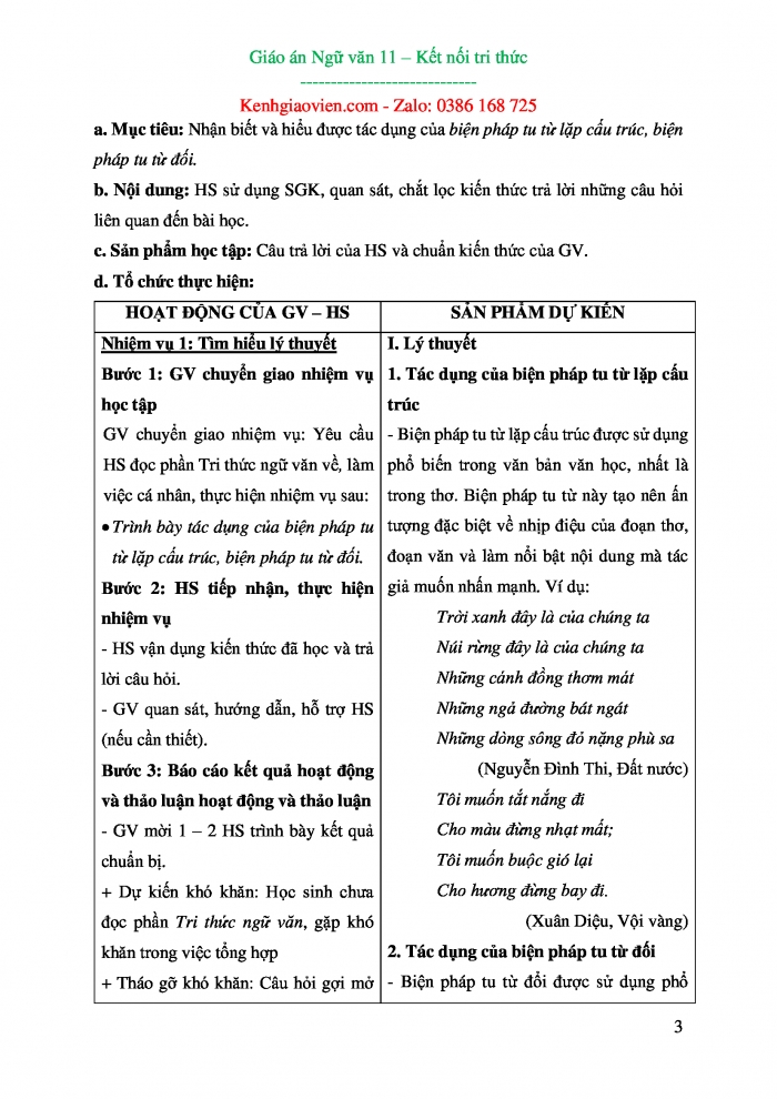 Giáo án kì 2 ngữ văn 11 kết nối tri thức