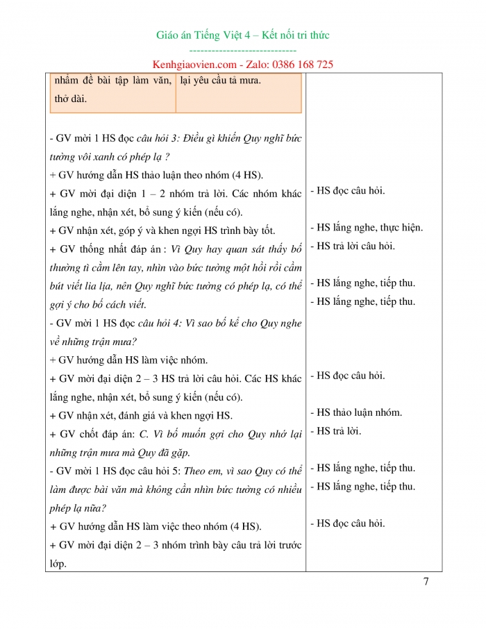 Giáo án kì 1 tiếng việt 4 kết nối tri thức