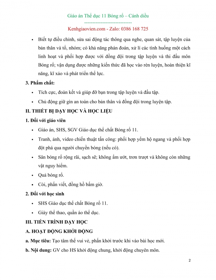 Giáo án kì 2 Thể dục 11 - Bóng rổ cánh diều