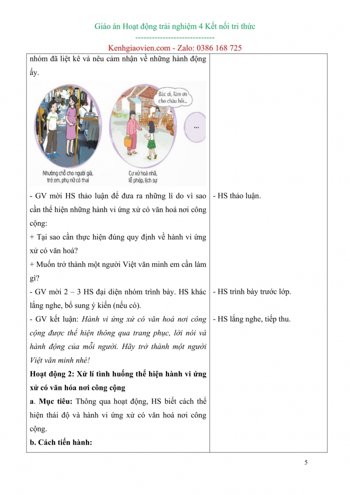 Giáo án kì 2 hoạt động trải nghiệm 4 kết nối tri thức