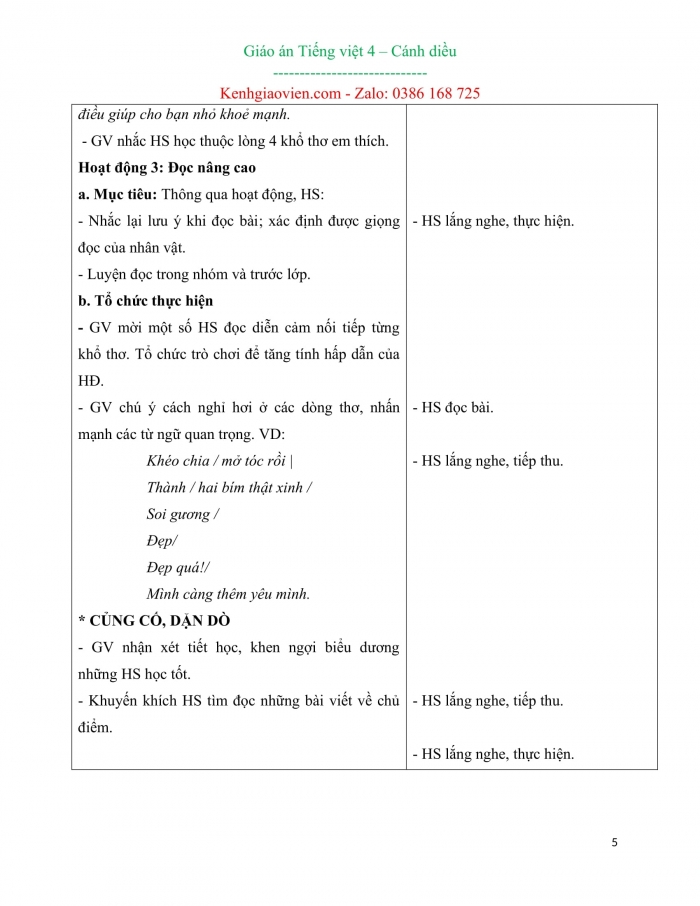 Giáo án kì 1 tiếng việt 4 cánh diều