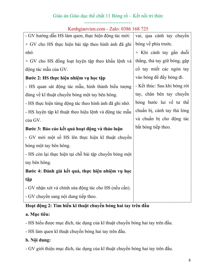 Giáo án kì 1 thể dục 11 bóng rổ kết nối tri thức