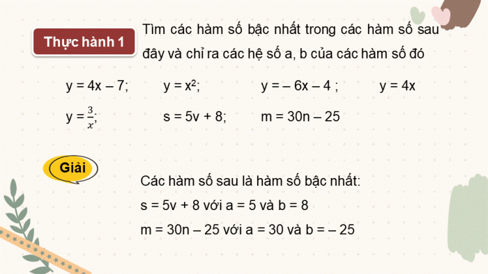 Giáo án điện tử Toán 8 chân trời Chương 5 Bài 3: Hàm số bậc nhất y = ax + b (a ≠ 0)