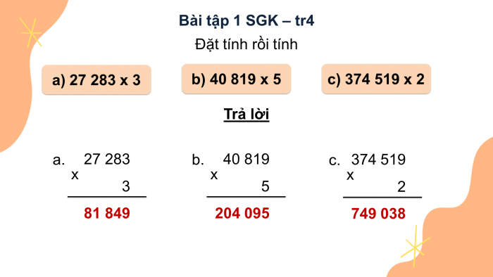 Giáo án điện tử Toán 4 kết nối Bài 38: Nhân với số có một chữ số