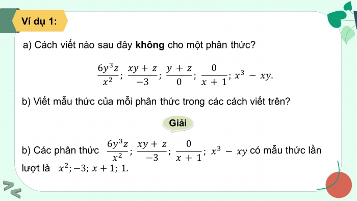 Giáo án điện tử Toán 8 kết nối Bài 21: Phân thức đại số