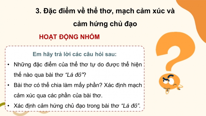 Giáo án điện tử Ngữ văn 8 kết nối Bài 7 Đọc 2: Lá đỏ