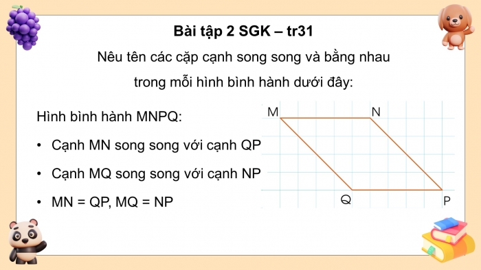 Giáo án điện tử Toán 4 cánh diều Bài 65: Hình bình hành