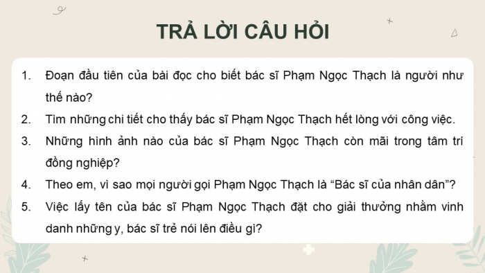 Giáo án điện tử Tiếng Việt 4 chân trời CĐ 5 Bài 2 Đọc: Bác sĩ của nhân dân