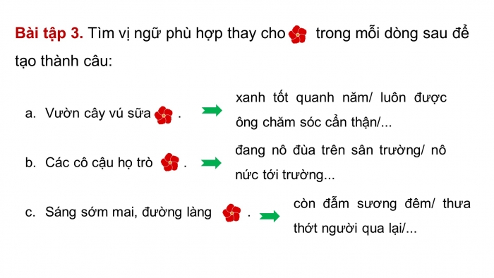 Giáo án điện tử Tiếng Việt 4 chân trời CĐ 5 Bài 7 Luyện từ và câu: Luyện tập về vị ngữ