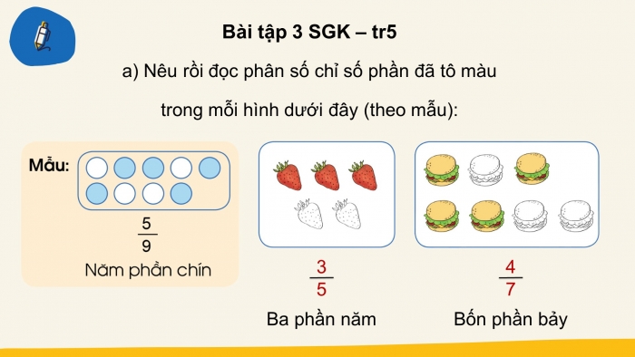 Giáo án điện tử Toán 4 cánh diều Bài 53: Khái niệm phân số