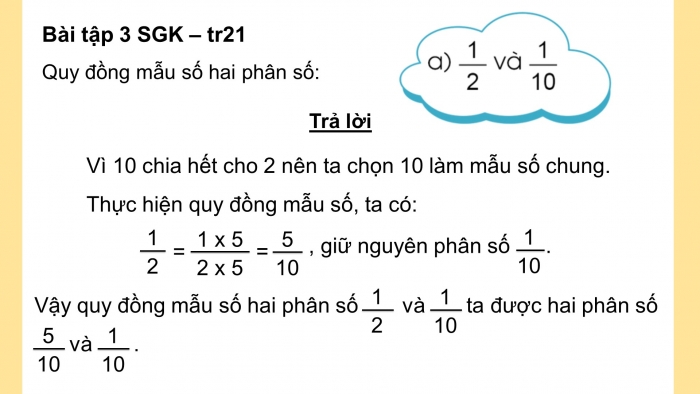 Giáo án điện tử Toán 4 cánh diều Bài 60: Quy đồng mẫu số các phân số