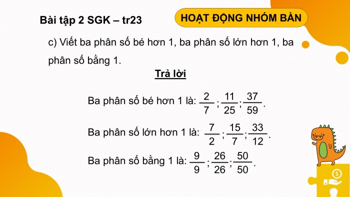 Giáo án điện tử Toán 4 cánh diều Bài 61: So sánh hai phân số cùng mẫu số