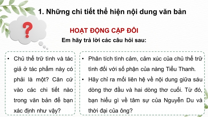 Giáo án điện tử Ngữ văn 11 chân trời Bài 7 Đọc 2: Độc “Tiểu Thanh kí”