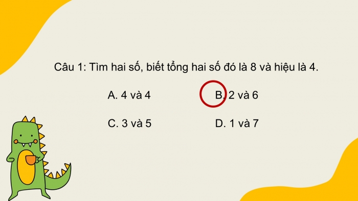 Giáo án điện tử Toán 4 chân trời Bài 42: Tìm hai số khi biết tổng và hiệu của hai số đó